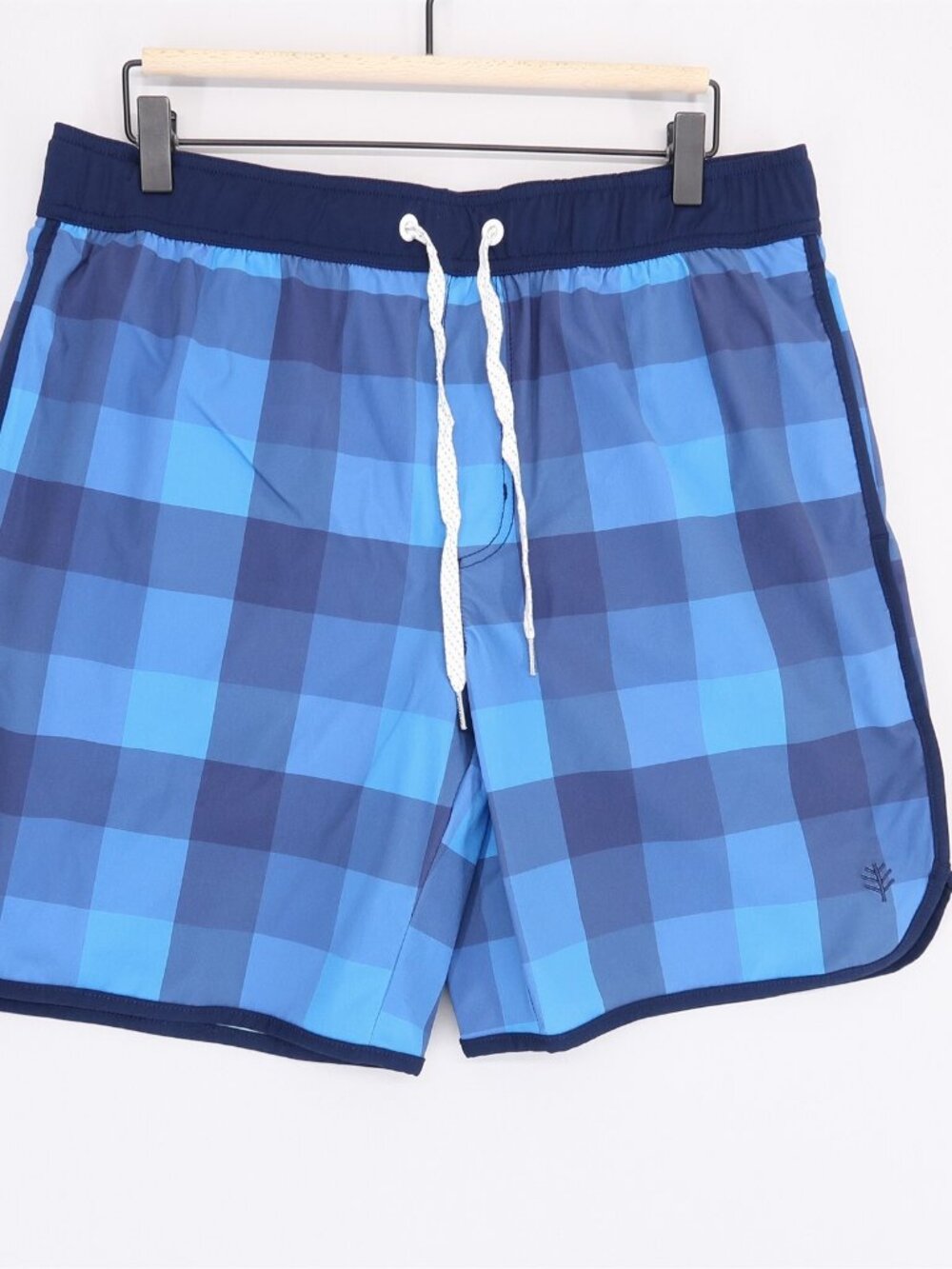 Coolibar Swim Trunks Shorts Mens Medium Blue Check Mesh Lined UPF 50+